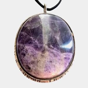 Natural Morado Opal Pendant Necklace Silver Tone Sun Mushroom Butterfly Back